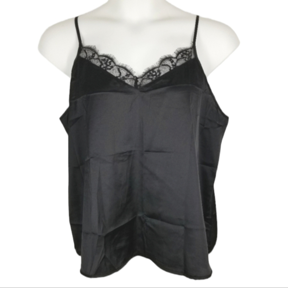 Ekouaer Womens Black Lace Satin Cami Size XXL Plus Feminine Y2K 90s Fairy Grunge
